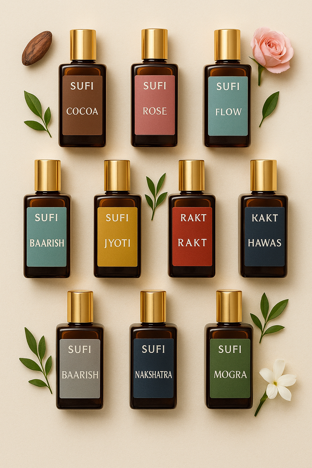 sufi ittars in botanical harmony